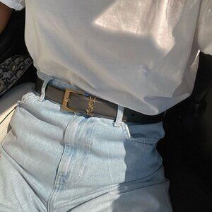 Saint Laurent Black and Gold Belt